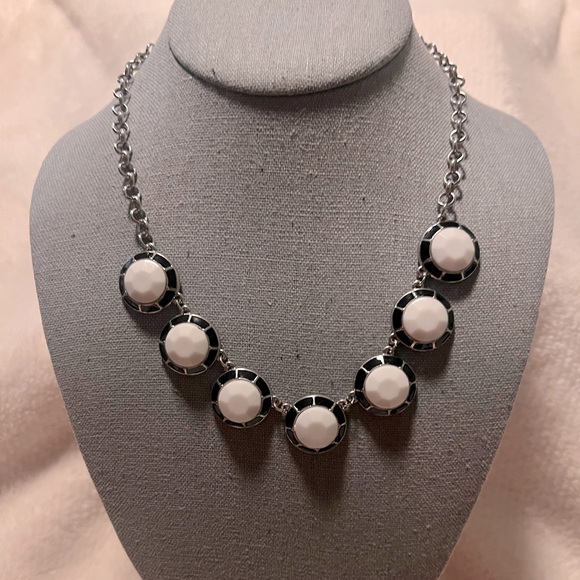 Black n White Choker Silver Tone Necklace - Picture 1 of 8